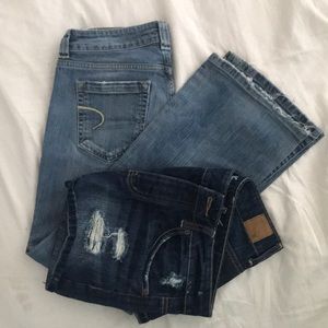 American eagle jeans and jean skirt size 4